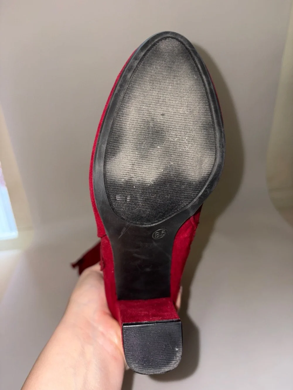Journee Collection Over-the-Knee Suede Boots in Deep‎ Red Size 8.5